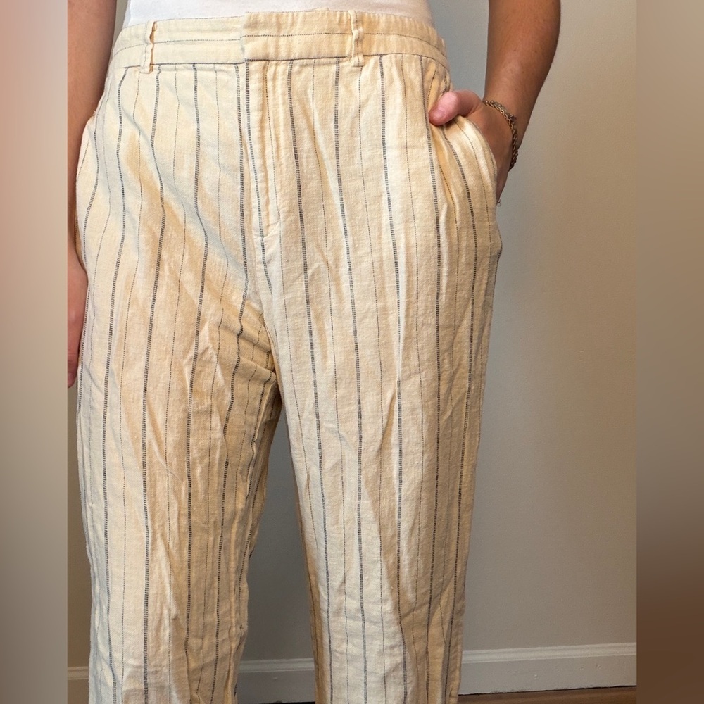Vintage Ralph Lauren linen cotton stripe straight trouser pants size 10 (M) - Picture 3 of 7